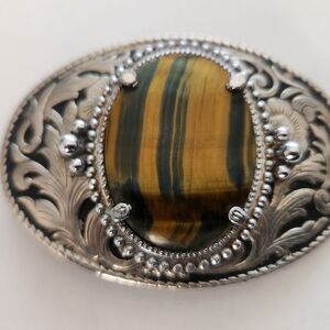 Tiger-eye Stone Mens Belt Buckle - Western Cowboy Native American Belt Buckle